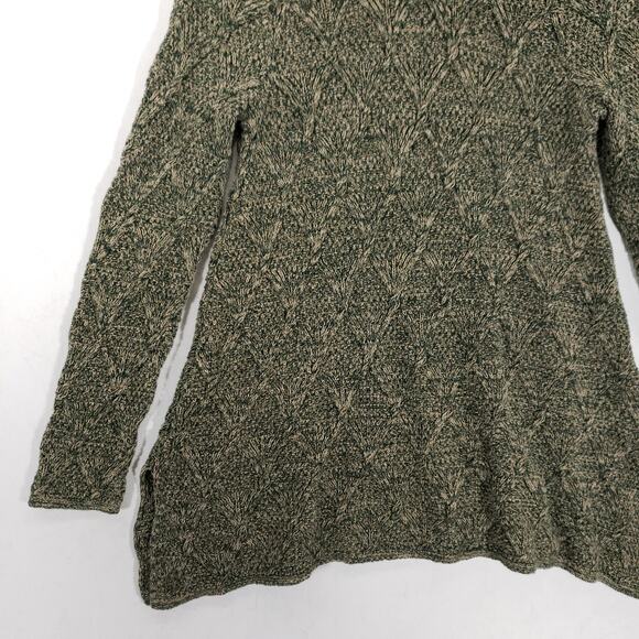 Eight Eight Eight Turtleneck Sweater Womens Small Green Tan Marled Diamond Knit - Picture 3 of 12